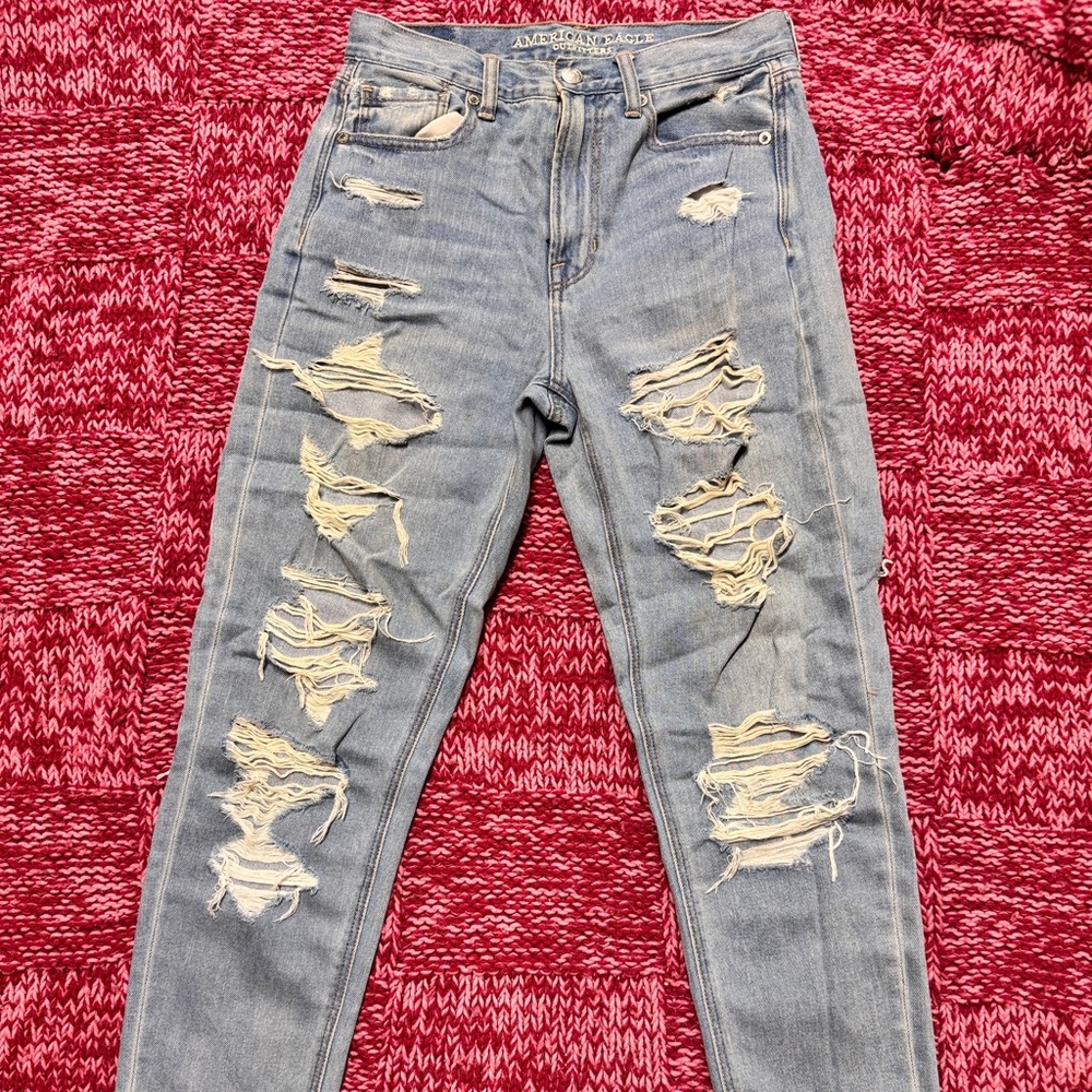 American Eagle Outfitters Light Blue Distressed Skinny Jeans